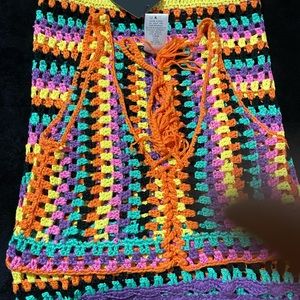 Fashion Nova Cancun Adventure Crochet Cover Up Set - Orange/combo